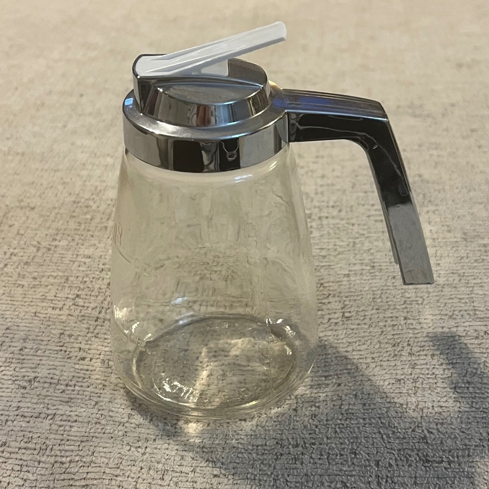Vintage‎ Federal Housewares Glass Syrup Dispenser Chrome Top Chicago IL 1 Cup